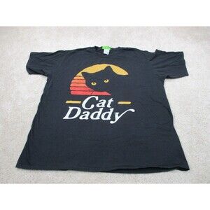 Cat Daddy Shirt Mens Extra Large XL Black Graphic Print Cotton Casual